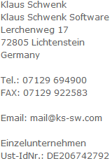KS-SW Klaus Schwenk Software Kontaktinfo